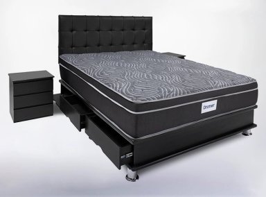 DORMITORIO AMERICANO DRIMER VENTUS QUEEN CON CAJONES FACUNDO + VELADORES - 2
