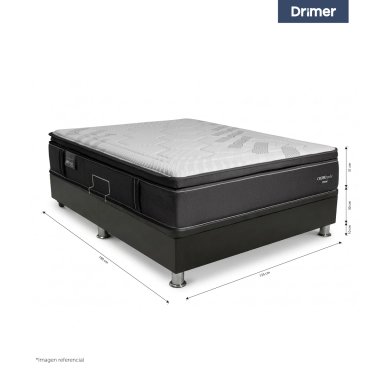 CAMA BOXET DRIMER CROMOPEDIC LAQUEADA 2 PLAZAS GRIS - 4