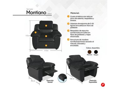 SILLÓN RECLINABLE FORLI MONTIANO NEGRO 1 CUERPO - 6