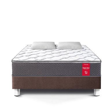 CAMA AMERICANA PARAÍSO SUPER STAR KING CHOCOLATE + 2 ALMOHADAS + PROTECTOR - 3