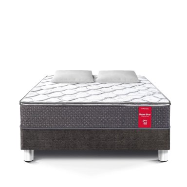 CAMA AMERICANA PARAÍSO SUPER STAR KING ACERO + 2 ALMOHADAS + PROTECTOR - 3