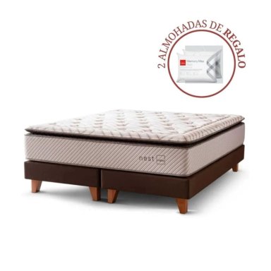 CAMA EUROPEA ROSEN NEST KING + 2 ALMOHADAS MEMORY MAX