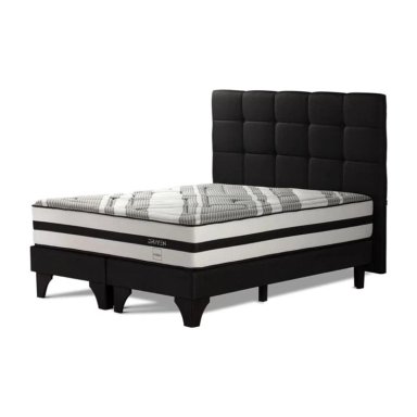 DORMITORIO EUROPEO ROSEN DRIVEN QUEEN ISSEY GRAFITO + 2 VELADORES + 2 ALMOHADAS MEMORY MAX - 2