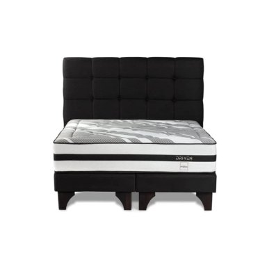 DORMITORIO EUROPEO ROSEN DRIVEN QUEEN ISSEY GRAFITO + 2 VELADORES + 2 ALMOHADAS MEMORY MAX - 3