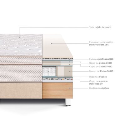 CAMA PARAÍSO ROYAL DYNASTY KING CHAMPAGNE + 2 ALMOHADAS VISCOELÁSTICAS - 4