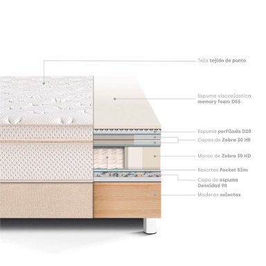CAMA PARAÍSO ROYAL CLOUD QUEEN CHAMPAGNE + 2 ALMOHADAS VISCOELÁSTICAS - 4