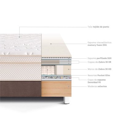 CAMA PARAÍSO ROYAL CLOUD KING CHOCOLATE + 2 ALMOHADAS VISCOELÁSTICAS - 4