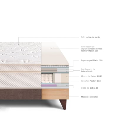 CAMA EUROPEA PARAÍSO ROYAL CLOUD 2 PLAZAS CHOCOLATE + 2 ALMOHADAS VISCOELÁSTICAS - 4