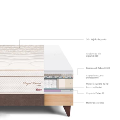CAMA EUROPEA PARAÍSO ROYAL PRINCE KING CHOCOLATE + 2 ALMOHADAS VISCOELÁSTICAS - 4