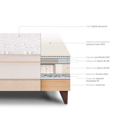 CAMA EUROPEA PARAÍSO ROYAL CLOUD QUEEN CHAMPAGNE + 2 ALMOHADAS VISCOELÁSTICAS - 4