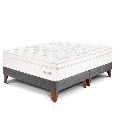 CAMA EUROPEA PARAÍSO ROYAL CLOUD KING GRIS + 2 ALMOHADAS VISCOELÁSTICAS
