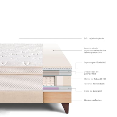 CAMA EUROPEA PARAÍSO ROYAL CLOUD KING CHAMPAGNE + 2 ALMOHADAS VISCOELÁSTICAS - 4