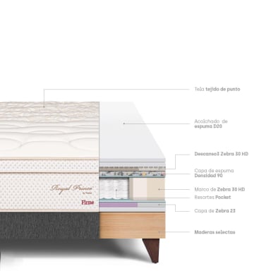CAMA EUROPEA PARAÍSO ROYAL PRINCE KING GRIS + 2 ALMOHADAS VISCOELÁSTICAS - 4