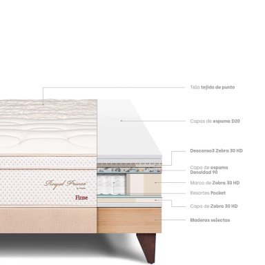 CAMA EUROPEA PARAÍSO ROYAL PRINCE KING CHAMPAGNE + 2 ALMOHADAS VISCOELÁSTICAS - 4