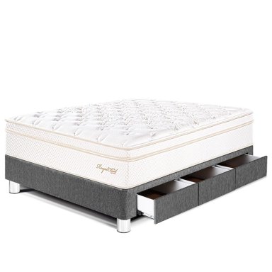 CAMA CON CAJONES PARAÍSO ROYAL CLOUD 1.5 PLAZAS GRIS + 1 ALMOHADA VISCOELÁSTICA