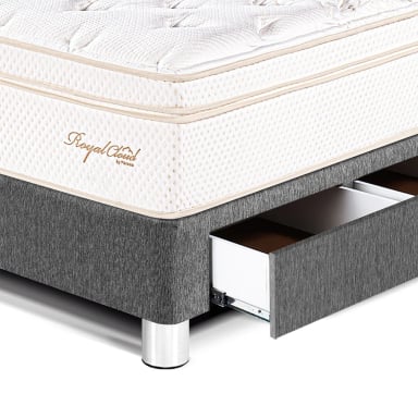 CAMA CON CAJONES PARAÍSO ROYAL CLOUD 1.5 PLAZAS GRIS + 1 ALMOHADA VISCOELÁSTICA - 2