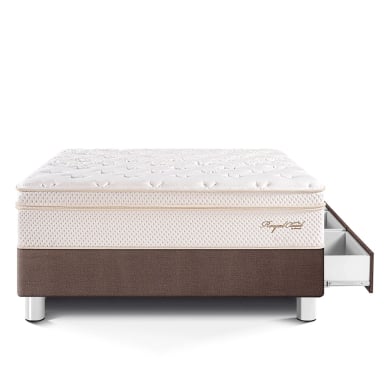 CAMA CON CAJONES PARAÍSO ROYAL CLOUD 1.5 PLAZAS CHOCOLATE + 1 ALMOHADA VISCOELÁSTICA - 3