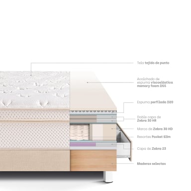 CAMA CON CAJONES PARAÍSO ROYAL CLOUD 1.5 PLAZAS CHAMPAGNE + 1 ALMOHADA VISCOELÁSTICA - 4