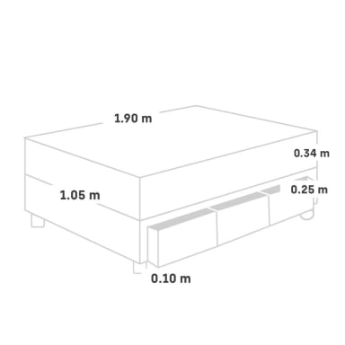 CAMA CON CAJONES PARAÍSO ROYAL CLOUD 1.5 PLAZAS CHAMPAGNE + 1 ALMOHADA VISCOELÁSTICA - 5