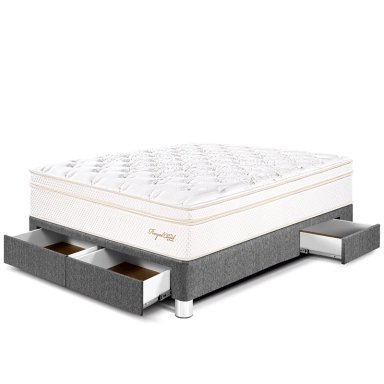 CAMA CON CAJONES PARAÍSO ROYAL CLOUD 2 PLAZAS GRIS + 2 ALMOHADAS VISCOELÁSTICAS