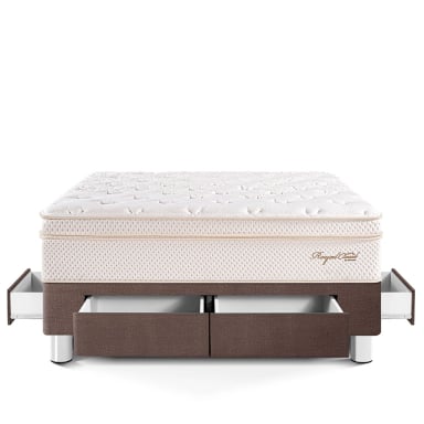 CAMA CON CAJONES PARAÍSO ROYAL CLOUD 2 PLAZAS CHOCOLATE + 2 ALMOHADAS VISCOELÁSTICAS - 3