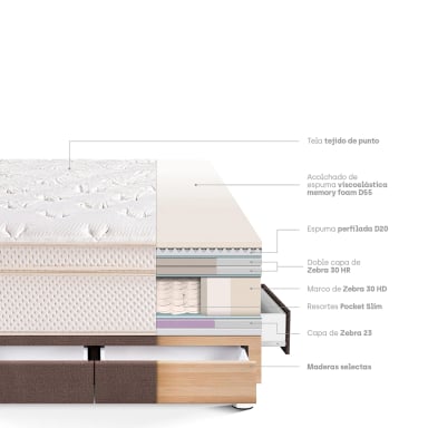 CAMA CON CAJONES PARAÍSO ROYAL CLOUD 2 PLAZAS CHOCOLATE + 2 ALMOHADAS VISCOELÁSTICAS - 4