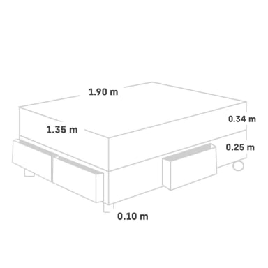 CAMA CON CAJONES PARAÍSO ROYAL CLOUD 2 PLAZAS CHAMPAGNE + 2 ALMOHADAS VISCOELÁSTICAS - 5