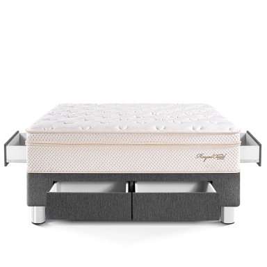 CAMA CON CAJONES PARAÍSO ROYAL CLOUD QUEEN GRIS + 2 ALMOHADAS VISCOELÁSTICAS - 3
