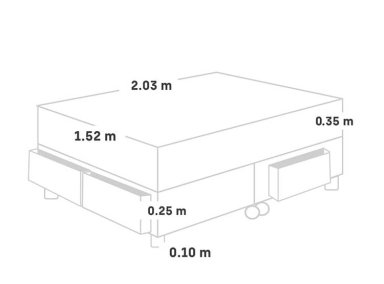 CAMA CON CAJONES PARAÍSO ROYAL CLOUD QUEEN GRIS + 2 ALMOHADAS VISCOELÁSTICAS - 6