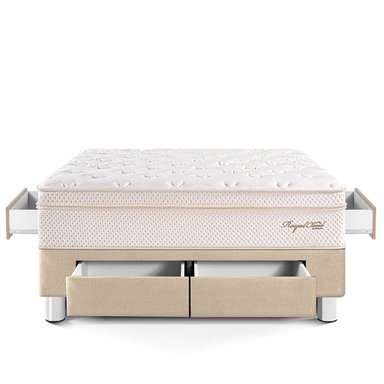 CAMA CON CAJONES PARAÍSO ROYAL CLOUD QUEEN CHAMPAGNE + 2 ALMOHADAS VISCOELÁSTICAS - 3