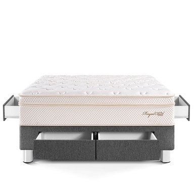 CAMA CON CAJONES PARAÍSO ROYAL CLOUD KING GRIS + 2 ALMOHADAS VISCOELÁSTICAS - 3