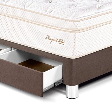 CAMA CON CAJONES PARAÍSO ROYAL CLOUD KING CHOCOLATE + 2 ALMOHADAS VISCOELÁSTICAS - 2