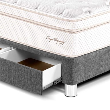 CAMA CON CAJONES PARAÍSO ROYAL DYNASTY KING GRIS + 2 ALMOHADAS VISCOELÁSTICAS - 2