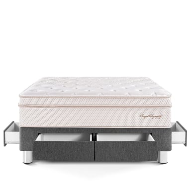CAMA CON CAJONES PARAÍSO ROYAL DYNASTY KING GRIS + 2 ALMOHADAS VISCOELÁSTICAS - 3