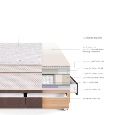 CAMA CON CAJONES PARAÍSO ROYAL DYNASTY KING CHOCOLATE + 2 ALMOHADAS VISCOELÁSTICAS - 4