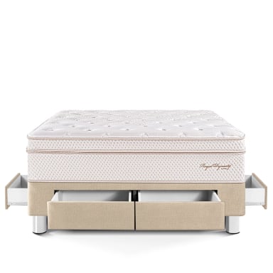 CAMA CON CAJONES PARAÍSO ROYAL DYNASTY KING CHAMPAGNE + 2 ALMOHADAS VISCOELÁSTICAS - 3