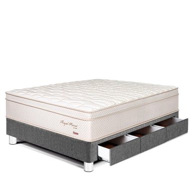 CAMA CON CAJONES PARAÍSO ROYAL PRINCE 1.5 PLAZAS GRIS + 1 ALMOHADA VISCOELÁSTICA