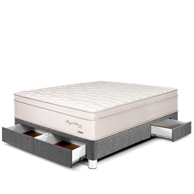 CAMA CON CAJONES PARAÍSO ROYAL PRINCE 2 PLAZAS GRIS + 2 ALMOHADAS VISCOELÁSTICAS