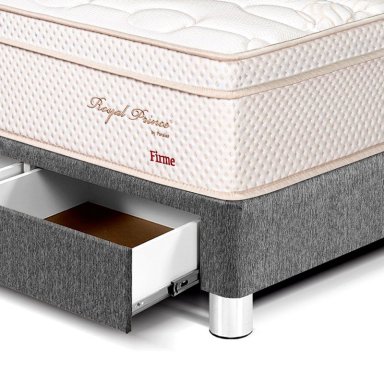 CAMA CON CAJONES PARAÍSO ROYAL PRINCE KING GRIS + 2 ALMOHADAS VISCOELÁSTICAS - 2