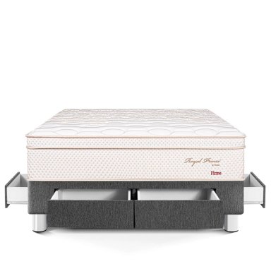 CAMA CON CAJONES PARAÍSO ROYAL PRINCE KING GRIS + 2 ALMOHADAS VISCOELÁSTICAS - 3