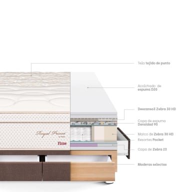 CAMA CON CAJONES PARAÍSO ROYAL PRINCE KING CHOCOLATE + 2 ALMOHADAS VISCOELÁSTICAS - 4