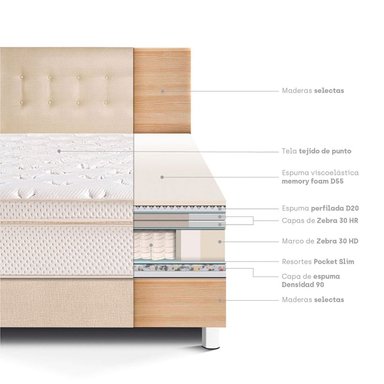 DORMITORIO PARAÍSO ROYAL CLOUD QUEEN CHAMPAGNE + 2 ALMOHADAS VISCOELÁSTICAS - 4