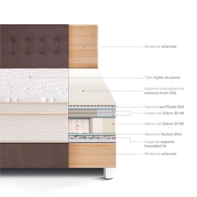 DORMITORIO PARAÍSO ROYAL CLOUD KING CHOCOLATE + 2 ALMOHADAS VISCOELÁSTICAS - 4