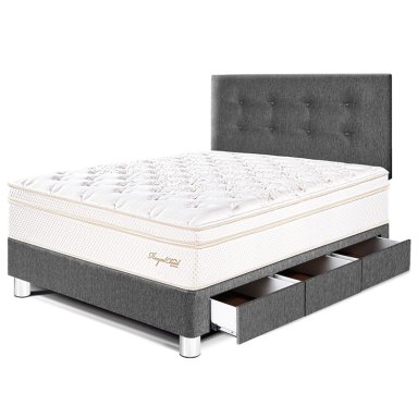 DORMITORIO CON CAJONES PARAÍSO ROYAL CLOUD 1.5 PLAZAS GRIS + 1 ALMOHADA VISCOELÁSTICA