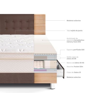 DORMITORIO CON CAJONES PARAÍSO ROYAL CLOUD 1.5 PLAZAS CHOCOLATE + 1 ALMOHADA VISCOELÁSTICA - 4