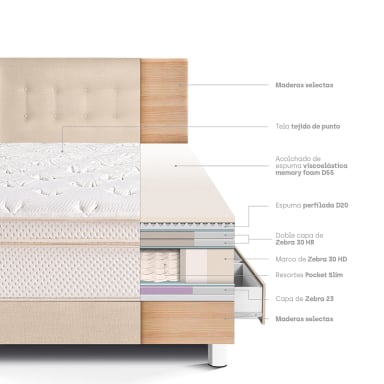 DORMITORIO CON CAJONES PARAÍSO ROYAL CLOUD 1.5 PLAZAS CHAMPAGNE + 1 ALMOHADA VISCOELÁSTICA - 4