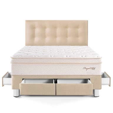 DORMITORIO CON CAJONES PARAÍSO ROYAL CLOUD 2 PLAZAS CHAMPAGNE + 2 ALMOHADAS VISCOELÁSTICAS - 3