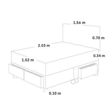 DORMITORIO CON CAJONES PARAÍSO ROYAL CLOUD QUEEN GRIS + 2 ALMOHADAS VISCOELÁSTICAS - 5