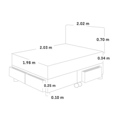 DORMITORIO CON CAJONES PARAÍSO ROYAL CLOUD KING GRIS + 2 ALMOHADAS VISCOELÁSTICAS - 5