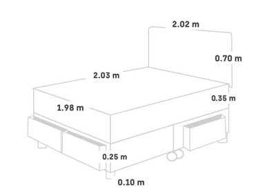 DORMITORIO CON CAJONES PARAÍSO ROYAL CLOUD KING GRIS + 2 ALMOHADAS VISCOELÁSTICAS - 6